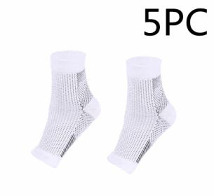 Men Women Anti Fatigue Compression Foot Sleeve Foot Ankle Compression Socks (Option: L XL-White 5PCS)