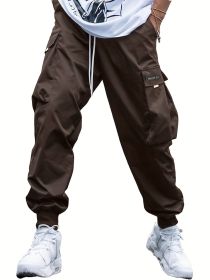 Oversized Cargo Multi-pocket Men's Casual Pants (Option: Dark Brown-M)