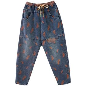 Women's Fashion Loose Slim Casual Jeans (Option: Blue-M)