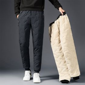 Men's Padded Cotton Trousers With Cashmere (Option: Grey corset-2XL)