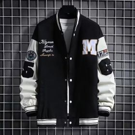 Junior High School Student Baseball Jacket Loose Hong Kong Style (Option: Black-M)