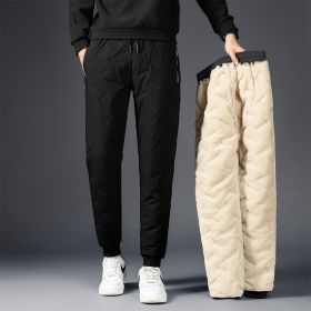 Men's Padded Cotton Trousers With Cashmere (Option: Black corset-L)