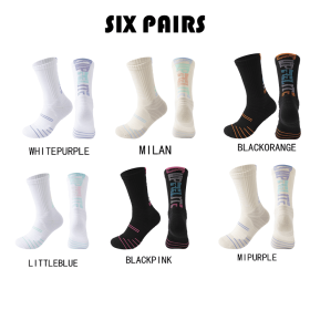 6 Pairs Men Compression Running Socks Quarter Crew Athletic Cushioned Breathable Anti Blister Sweat Odor For Running Hiking Cycling Fitness (Option: Men-Color1)
