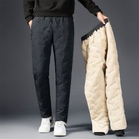 Men's Padded Cotton Trousers With Cashmere (Option: Grey straight cylinder-7xl)