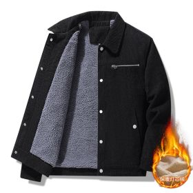 Winter Slim Retro Lapels Thick Corduroy Jacket (Option: Black-4XL)