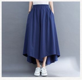 Women's Fashionable Loose Wide-leg Pants Slim Loose Pants (Option: Blue-XL)