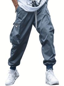 Oversized Cargo Multi-pocket Men's Casual Pants (Option: Navy Blue-XL)